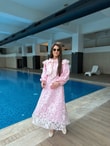 QULOVEYeni GelenlerYakası Fular Detaylı Elbise Pembe