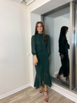YEŞİL ASTARLI ŞİFON ELBİSE
