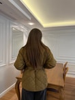 QULOVEYENİ GELENLERYeşil Yaka Kürklü Premium Kuşaklı Kapitone Mont