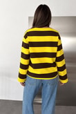 Kadın Kontrast Çizgili Yazı Detaylı Bisiklet Yaka İki İplik Sweatshirt - SarıÇizgili Yazı Detaylı İki İplik Sweatshirt | İstangül ButikSweatshirtİSTANGÜL BUTİK