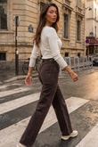 Kemerli Yüksek Bel Wide Leg Jean – Acı Kahve Wide Leg Denim PantolonJeanİSTANGÜL BUTİK