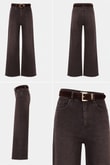 Kemerli Yüksek Bel Wide Leg Jean – Acı Kahve Wide Leg Denim PantolonJeanİSTANGÜL BUTİK