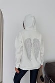 Kadın Melek Kanadı Taş Tasarımlı Kapüşonlu Kanguru Cepli Üç İplik Şardonlu Sweatshirt - BeyazMelek Kanadı Taşlı Kapüşonlu Şardonlu Sweatshirt | İstangül ButikSweatshirtİSTANGÜL BUTİK