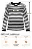 Kadın Premium Merserize Çelik Örgü Marin Çizgili Kontrast Bisiklet Yaka Kazak - Kahve ÇizgiliMerserize Çelik Örgü Marin Çizgili Kazak | İstangül ButikTriko&KazakİSTANGÜL BUTİK