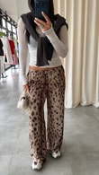 Agbon Leopar Desenli Pantolon