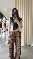 Agbon Leopar Desenli Pantolon