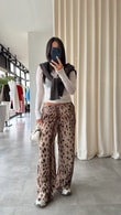 Agbon Leopar Desenli Pantolon