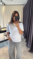 Beyaz Dilvin Dekoratif Yaka T-shirt