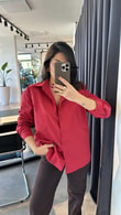 Bordo Vatkalı Basic Gömlek