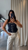 Denim Agraflı Büstiyer 