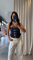Denim Agraflı Büstiyer 