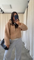 Ekru Sherpa Peluş Mont