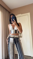 Füme Çizgili Hedvig Takım