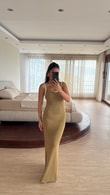 Gold Simli Halter Yaka Elbise