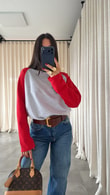 Gri Heino Kırmızı Şeritli T-shirt