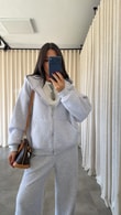 Gri Toky Fermuarlı Sweatshirt