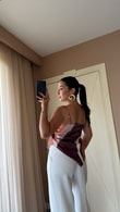 Kahve Desenli Delfina Bluz 