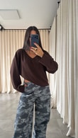 Kahve Lineo V Yaka T-shirt