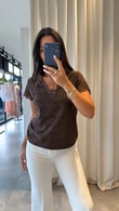 Kahve Loretta Dantel Bluz 