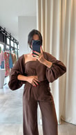 Kahve Maribel Üçlü Takım