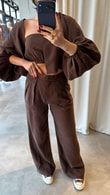 Kahve Maribel Üçlü Takım