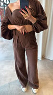 Kahve Maribel Üçlü Takım