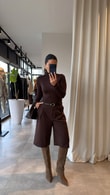 Kahve Quille Kemerli Şort