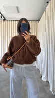 Kahve Sherpa Peluş Mont