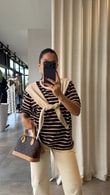 Kahve Taş Şal Detaylı T-shirt