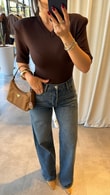 Kahve Vatkalı Çıtçıtlı Bodysuit
