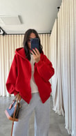Kırmızı Toky Fermuarlı Sweatshirt