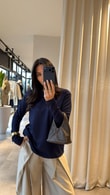 Lacivert Narses Uzun Kol T-shirt