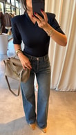 Lacivert Vatkalı Çıtçıtlı Bodysuit