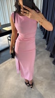 Pembe Drape Detaylı Elbise