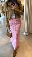 Pembe Puantiyeli Saten Etek 