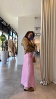 Pembe Puantiyeli Saten Etek 