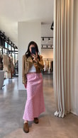 Pembe Puantiyeli Saten Etek 