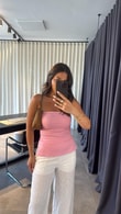 Pembe Yandan Yırtmaçlı Straplez Bluz
