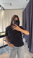 Siyah Dilvin Dekoratif Yaka T-shirt