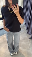 Siyah Dilvin Dekoratif Yaka T-shirt