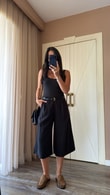 Siyah Marion Kemerli Şort 