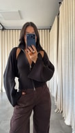 Siyah Pedro İkili Triko Bluz
