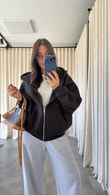 Siyah Toky Fermuarlı Sweatshirt
