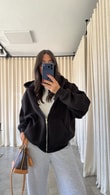 Siyah Toky Fermuarlı Sweatshirt