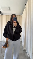 Siyah Toky Fermuarlı Sweatshirt