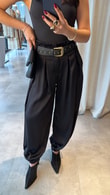 Siyah Vinca Kemerli Pantolon