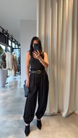 Siyah Vinca Kemerli Pantolon