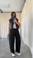 Siyah Wavel Pantolon
