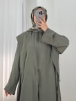 Adanur Pelerinli Tuniği Uzun Pantolonlu Takım-BN4684 Haki
