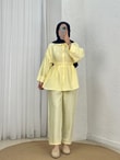 Adar Ön Robalı Pantolonlu Çilek Takım-AS517 Sarı
